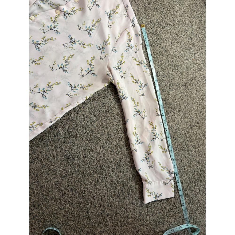 LOFT Blouse Womens MP White Floral Button Down Long Sleeve Petite Cottagecore - Picture 6 of 11
